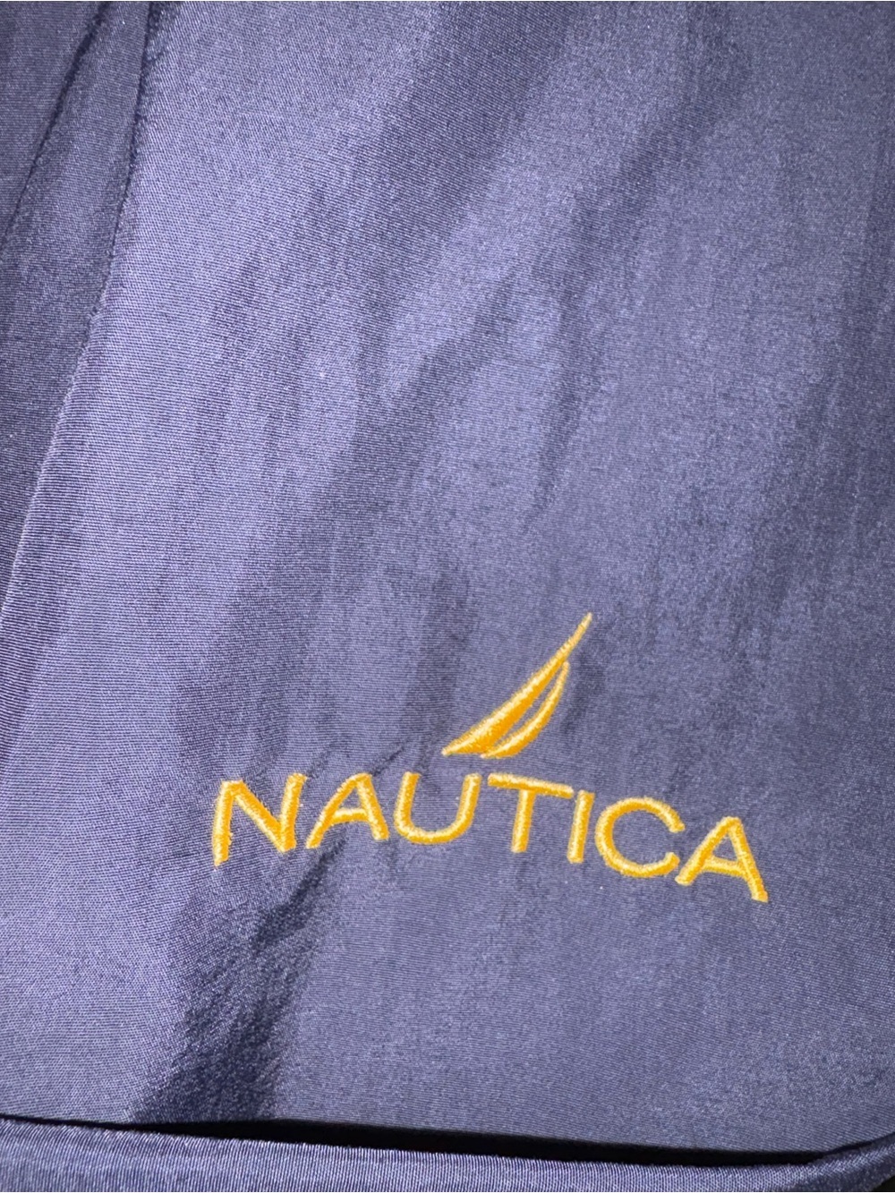 Nautica Hooded Windbreaker Rain Jacket Navy Yellow Mesh Lined XL - Picture 6 of 8